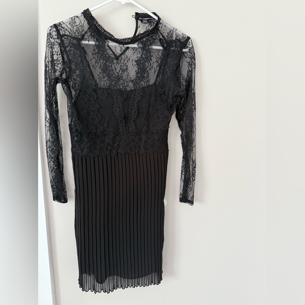 Zara Black Lace Long Sleeve Dress